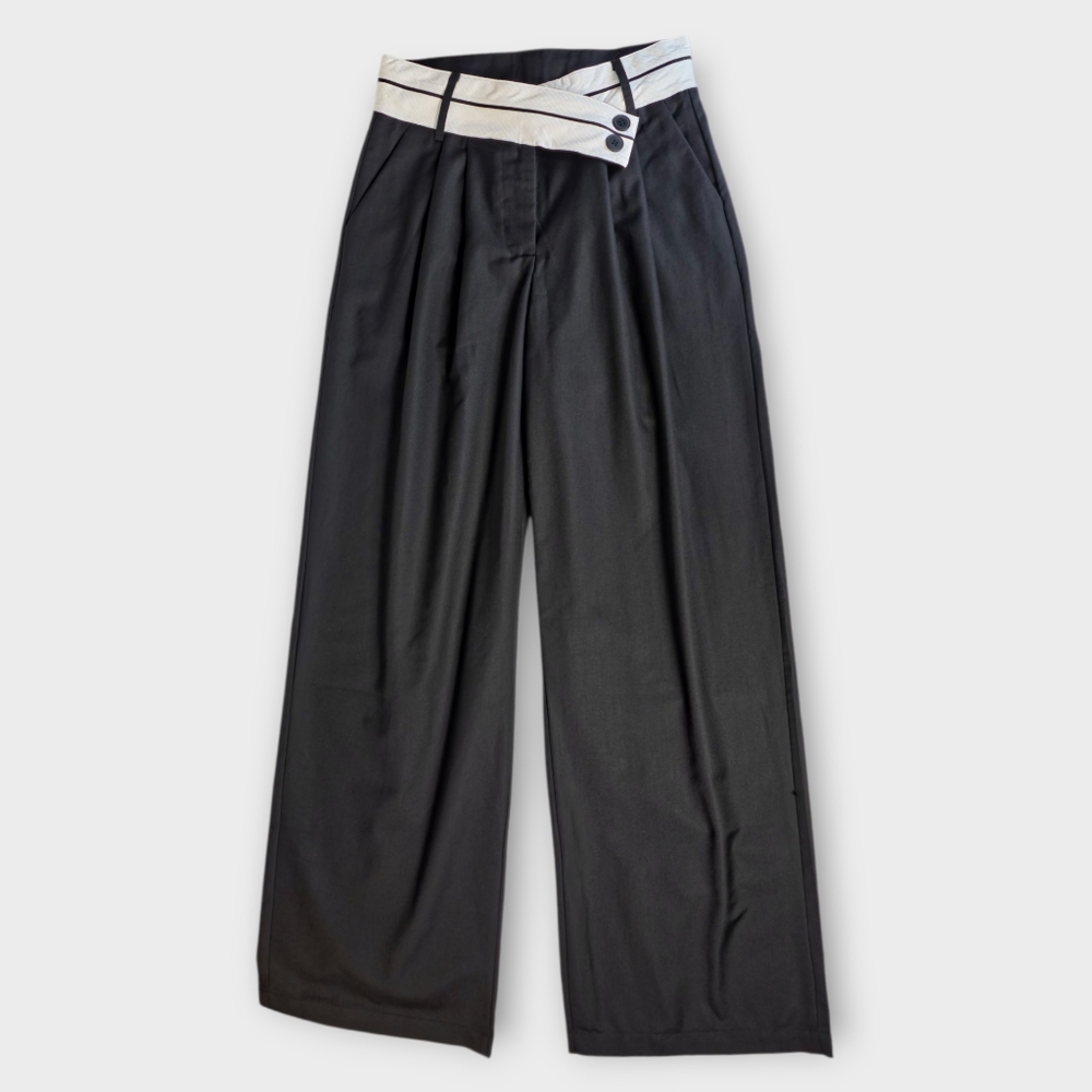Commense Black and White Wide Leg Pants